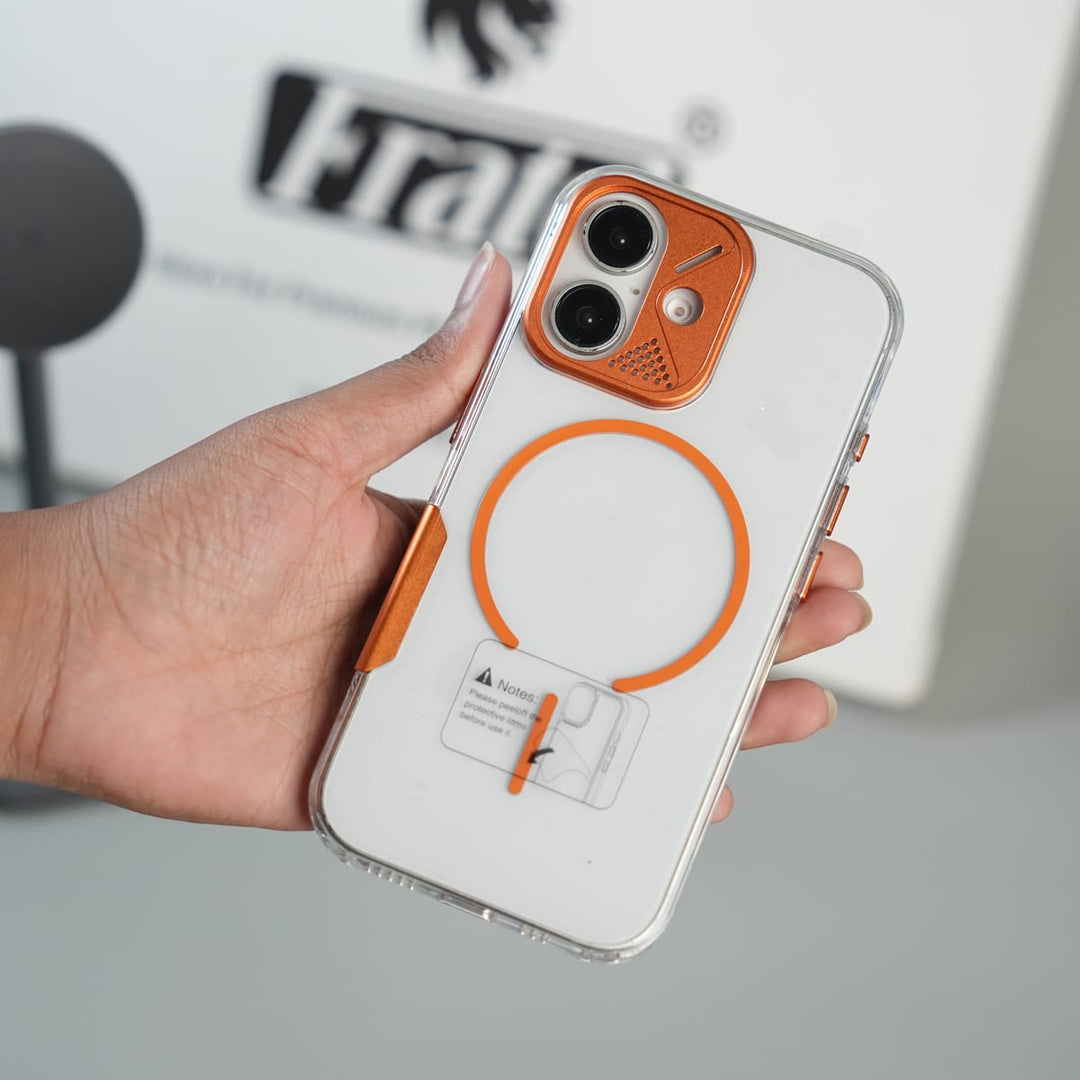 FRATO luxury Case 16 Pro Max / Orange iPhone 16 Series Frosted MagSafe Case with Metallic Camera Frame