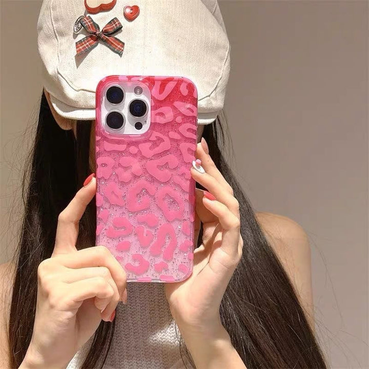 FRATO luxury Case 16 Pro Max / Pink Glitter Leopard Print Case for iPhone | Sparkle TPU Protective Cover