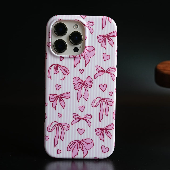 FRATO luxury Case 16 Pro Max Pink Ribbon Case for iPhone Series | Heart Designer Cover