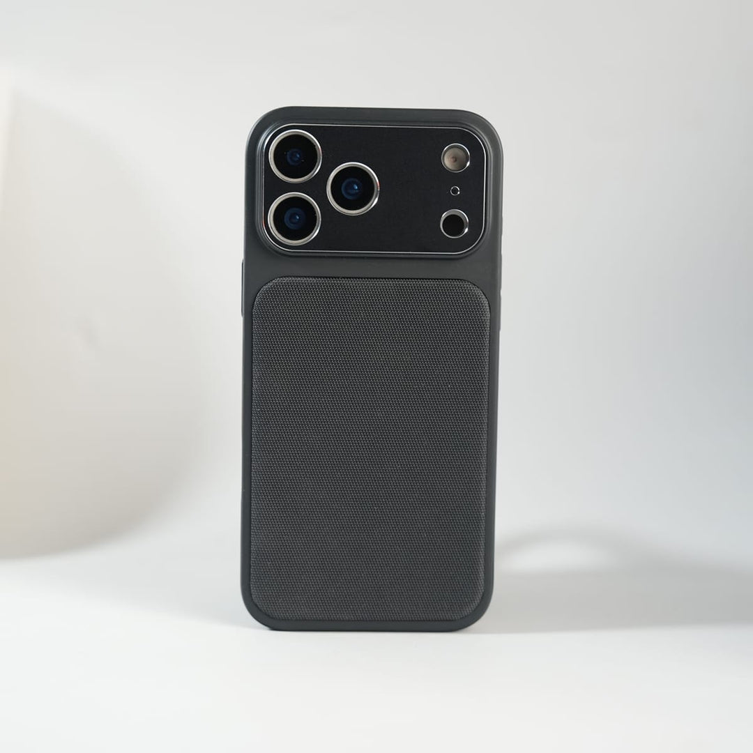 FRATO luxury Case 17 Pro Max / Black iPhone Series PU Leather Texture Case | Silicone Frame &amp; Metal Camera Guard