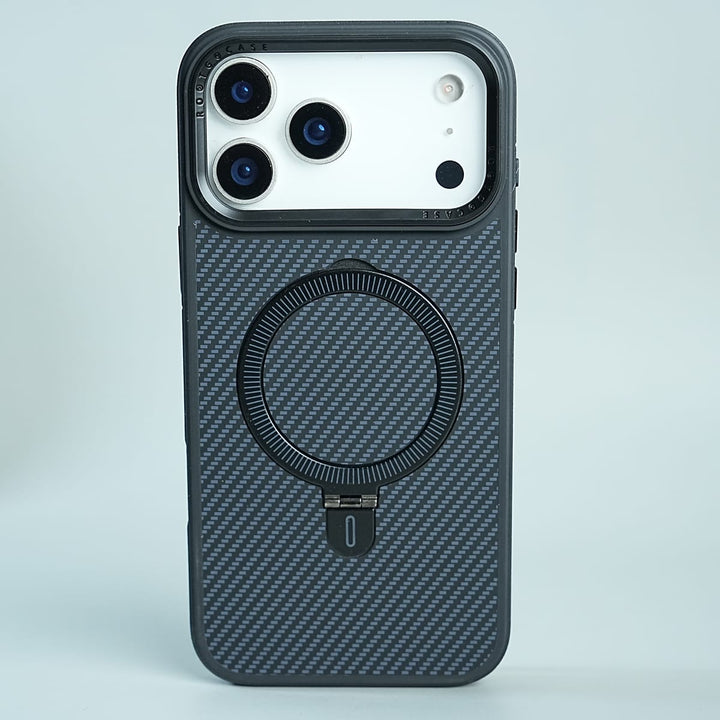 FRATO luxury Case 17 Pro Max / Blue iPhone Series Premium Carbon-Texture Ring Stand Flip Case | Metal Kickstand | Slim &amp; Protective Cover