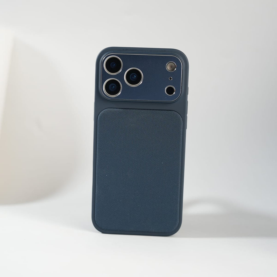 FRATO luxury Case 17 Pro Max / Blue iPhone Series PU Leather Texture Case | Silicone Frame &amp; Metal Camera Guard