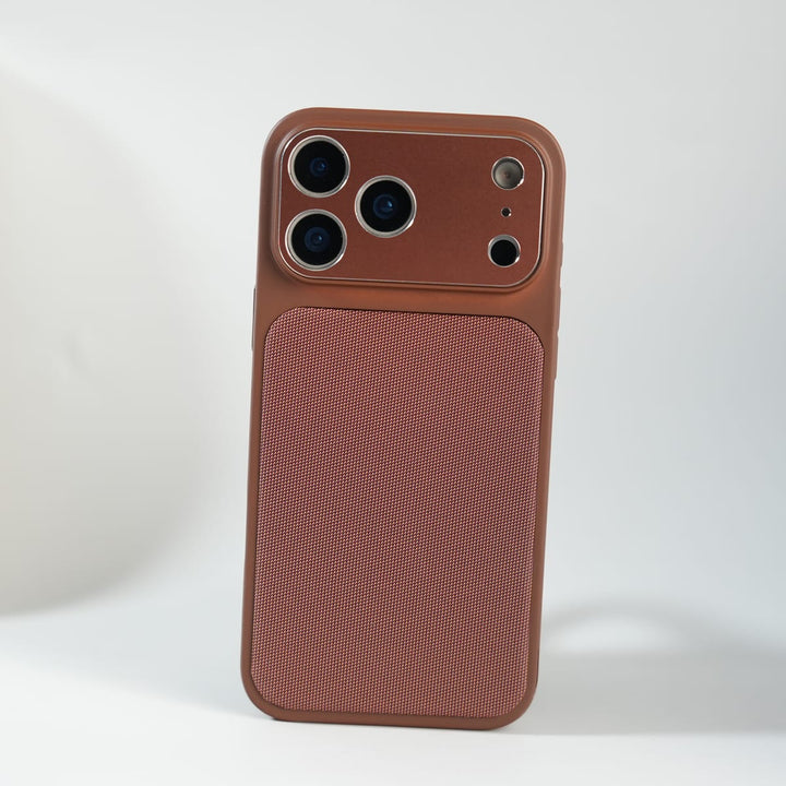 FRATO luxury Case 17 Pro Max / Brown iPhone Series PU Leather Texture Case | Silicone Frame &amp; Metal Camera Guard