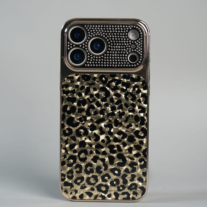 FRATO luxury Case 17 Pro Max iPhone Series Luxury Leopard Crystal Case with Rhinestone Camera Frame &amp; Glossy Finish