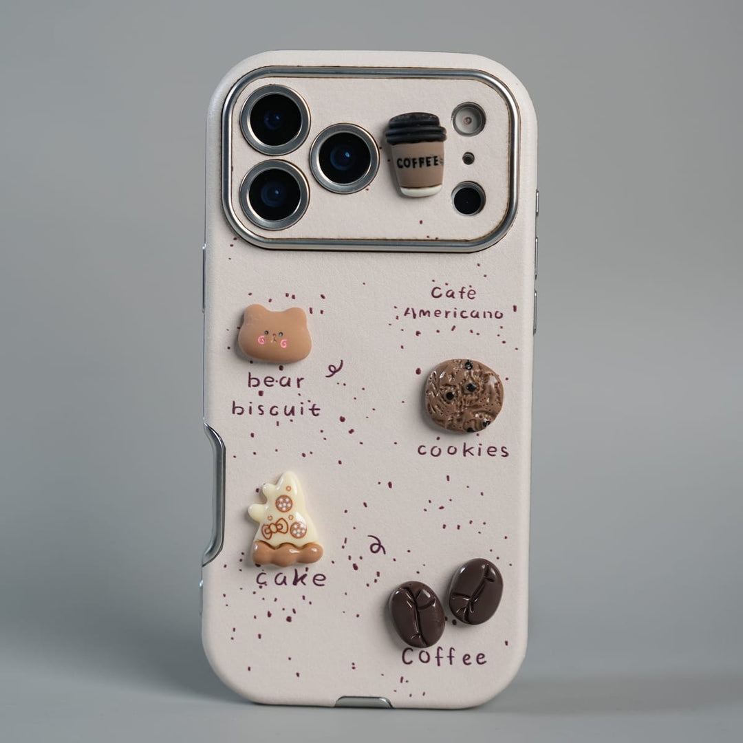 FRATO luxury Case 17 Pro Max iPhone Series Premium Cute Café 3D Charm Protective Case