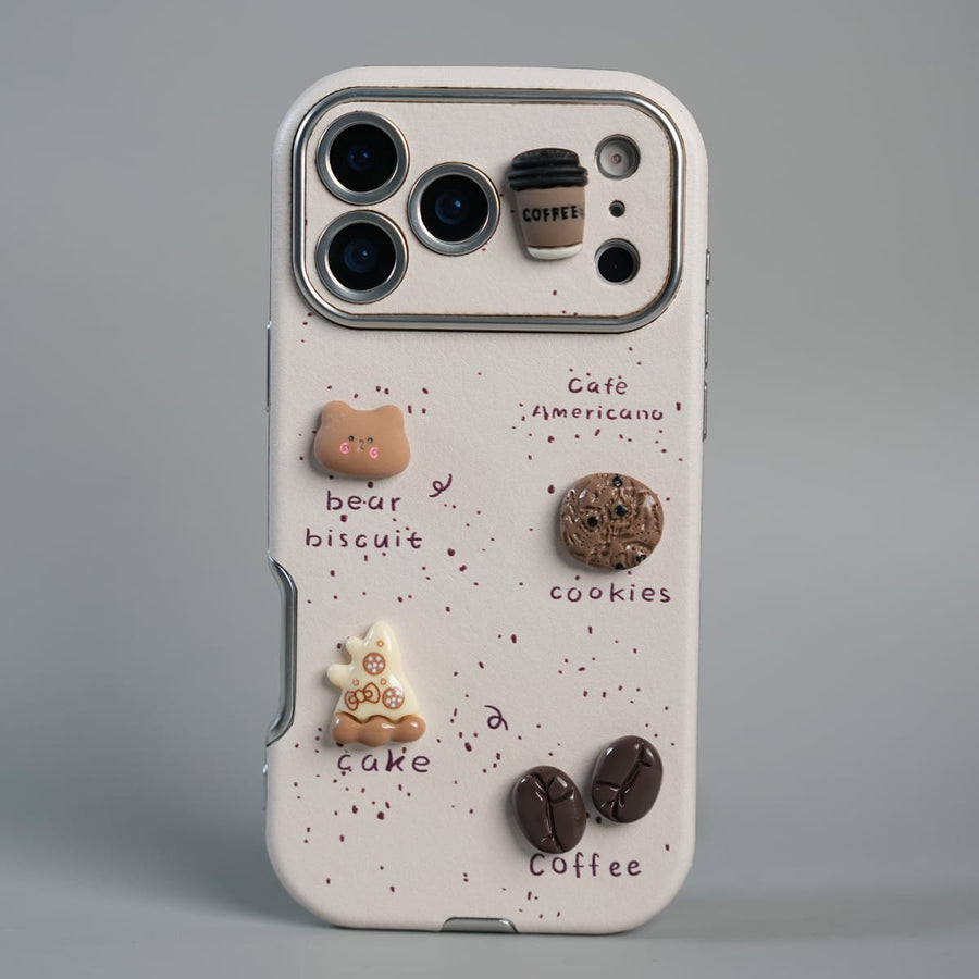 FRATO luxury Case 17 Pro Max iPhone Series Premium Cute Café 3D Charm Protective Case