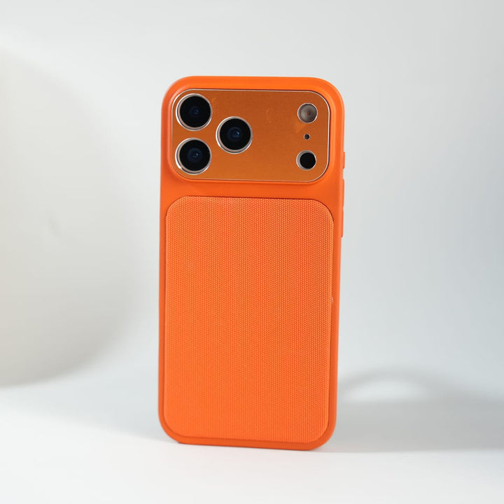FRATO luxury Case 17 Pro Max / Orange iPhone Series PU Leather Texture Case | Silicone Frame &amp; Metal Camera Guard