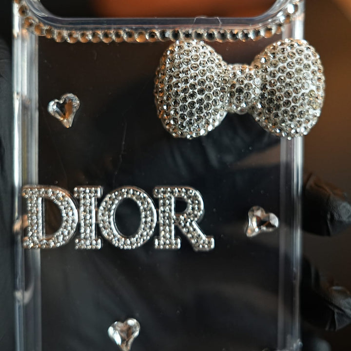 FRATO luxury Case Crystal Bow Clear Case for iPhone Series | Sparkling Rhinestone Design &amp; Beaded Charm Strap