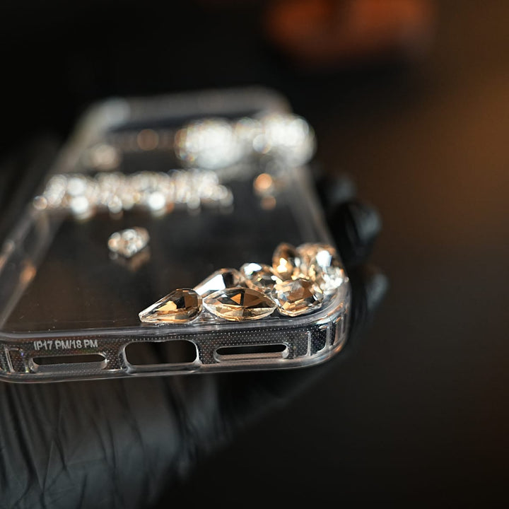 FRATO luxury Case Crystal Bow Clear Case for iPhone Series | Sparkling Rhinestone Design &amp; Beaded Charm Strap