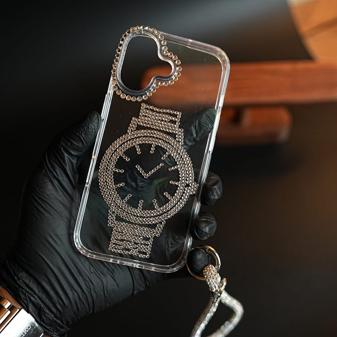 FRATO luxury Case Crystal Watch Design Clear Case for iPhone Series | Rhinestone Wrist Strap