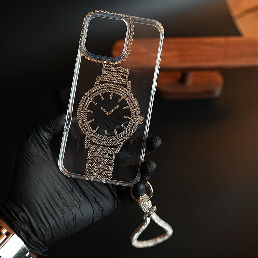 FRATO luxury Case Crystal Watch Design Clear Case for iPhone Series | Rhinestone Wrist Strap