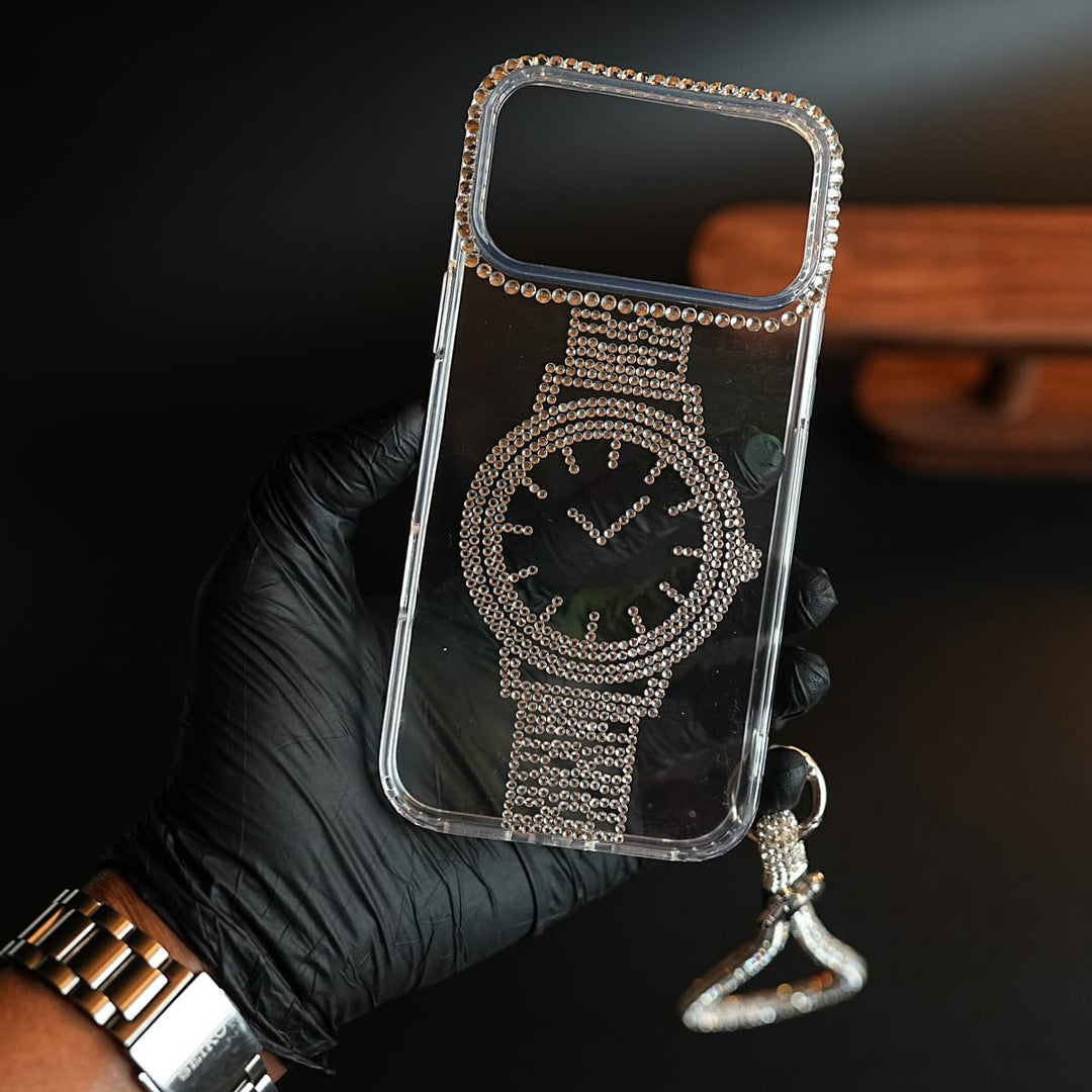FRATO luxury Case Crystal Watch Design Clear Case for iPhone Series | Rhinestone Wrist Strap