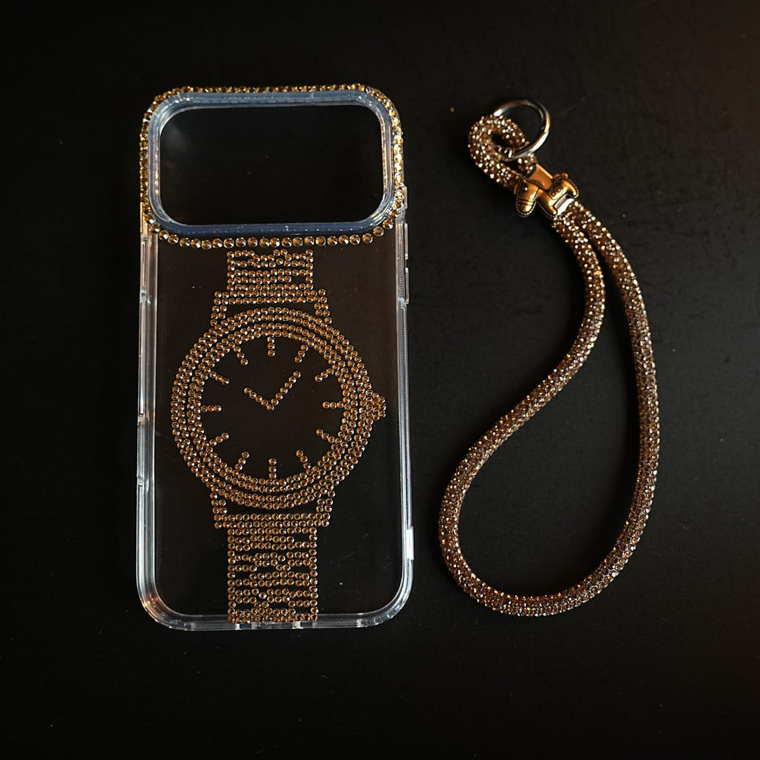FRATO luxury Case Crystal Watch Design Clear Case for iPhone Series | Rhinestone Wrist Strap