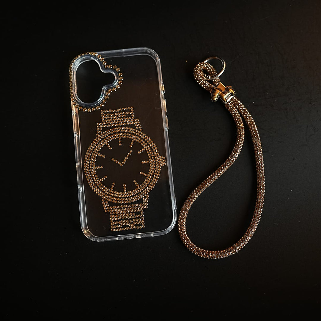 FRATO luxury Case Crystal Watch Design Clear Case for iPhone Series | Rhinestone Wrist Strap