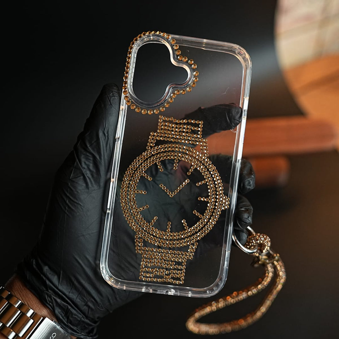 FRATO luxury Case Crystal Watch Design Clear Case for iPhone Series | Rhinestone Wrist Strap