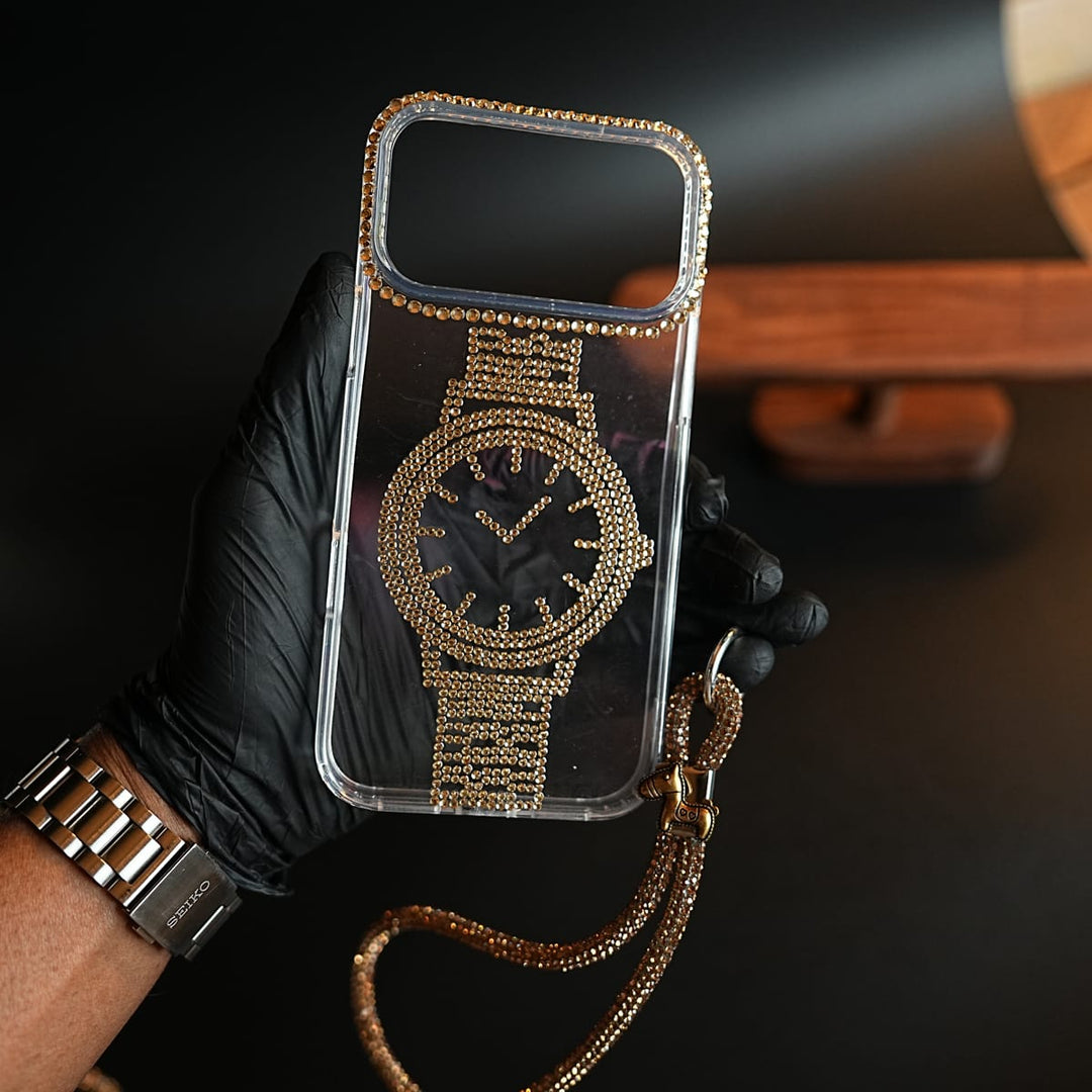 FRATO luxury Case Crystal Watch Design Clear Case for iPhone Series | Rhinestone Wrist Strap