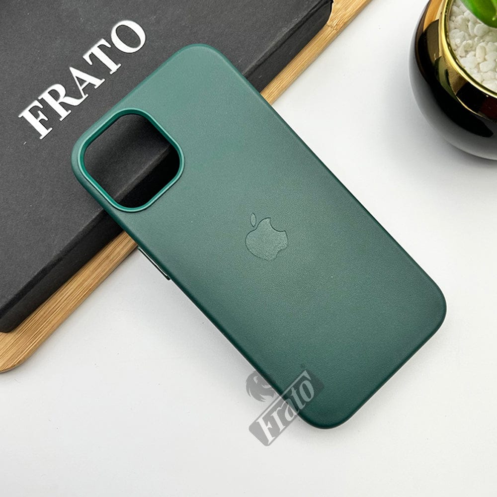 FRATO luxury Case iPhone 14 Pro Max / Dark Green iPhone Luxury Leather Texture With Logo Shockproof Case Cover