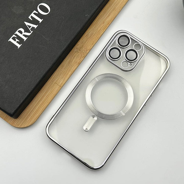 FRATO luxury Case iPhone 14 Pro Max / Grey iPhone Luxury Magsafe Magnetic Transparent Phone Case With Lens Protector