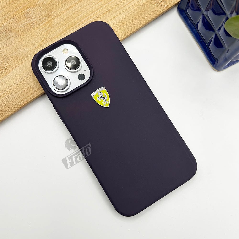 FRATO luxury Case iPhone 14 Pro Max iPhone Ferrari Sports Car Logo Silicone Case Cover Deep Purple