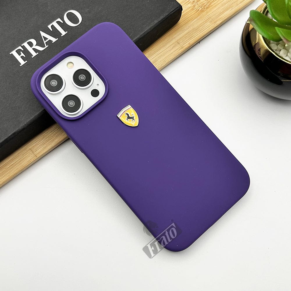 FRATO luxury Case iPhone 14 Pro Max iPhone Ferrari Sports Car Logo Silicone Case Cover (Purple)