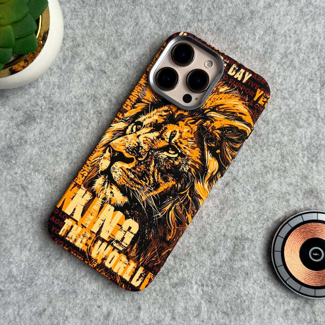 FRATO luxury Case iPhone 14 Pro Max / King Lion iPhone Series Carbon Fiber Texture Tiger Lion Design Hard Pc MagSafe Case Cover