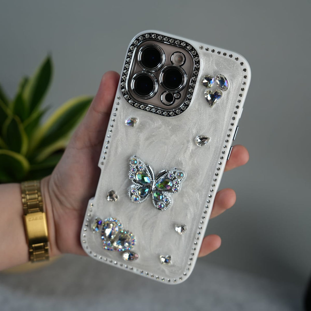 FRATO luxury Case iPhone 15 Pro iPhone Luxury Crystal Butterfly Case | Diamond Bling Designer Shockproof Cover