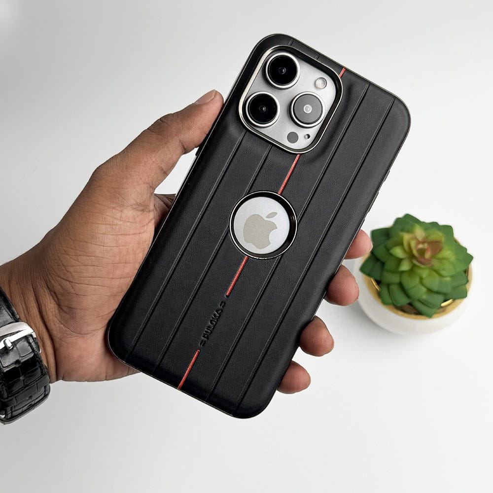 FRATO luxury Case iPhone 15 Pro Max / Black iPhone Suitcase Design PU Leather Case Cover Metal Buttons