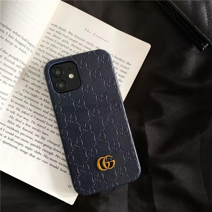 FRATO luxury Case iPhone 15 Pro Max / Blue iPhone 15 Series Luxury GG Fashion Leather Brand Case Cover