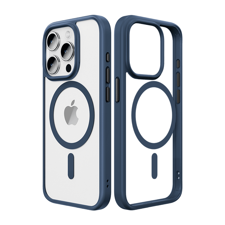 FRATO luxury Case iPhone 15 Pro Max / Blue iPhone Luxury Side Edge Silicone Transparent Crystal Clear Case Cover With Magsafe