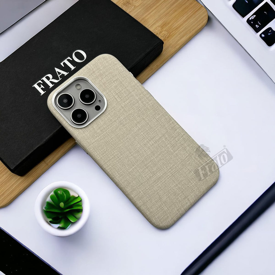 FRATO luxury Case iPhone 15 Pro Max / Classical White iPhone 15 Series Finewoven Fabric Case Cover With MagSafe Charging Support
