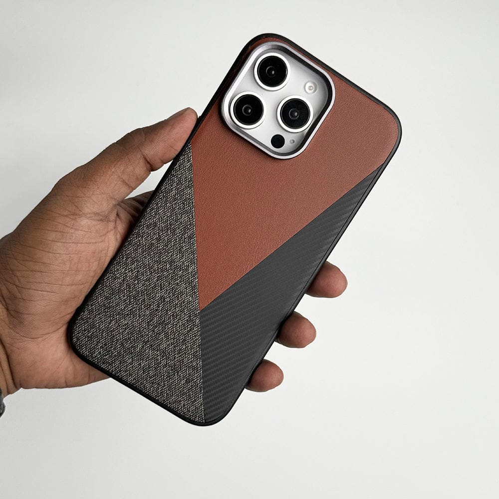 FRATO luxury Case iPhone 15 Pro Max / Dark Brown iPhone 15 Series 3 Texture Design Metal Camera Bumper Cover