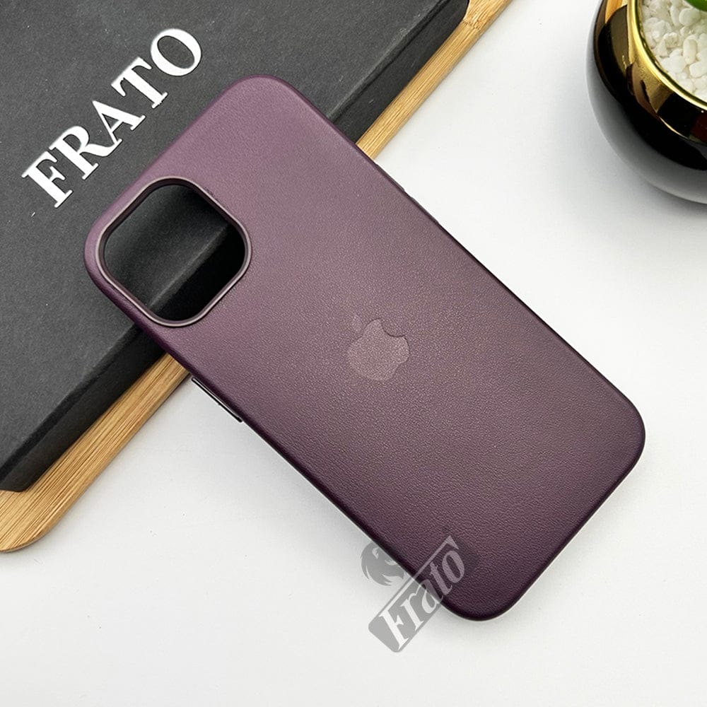 FRATO luxury Case iPhone 15 Pro Max / Deep Purple iPhone 15 Series Luxury Leather Texture With Logo Shockproof Case Cover