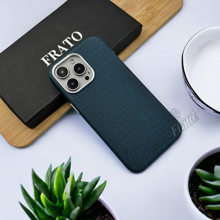 FRATO luxury Case iPhone 15 Pro Max / Deep Sea Blue iPhone 15 Series Finewoven Fabric Case Cover With MagSafe Charging Support