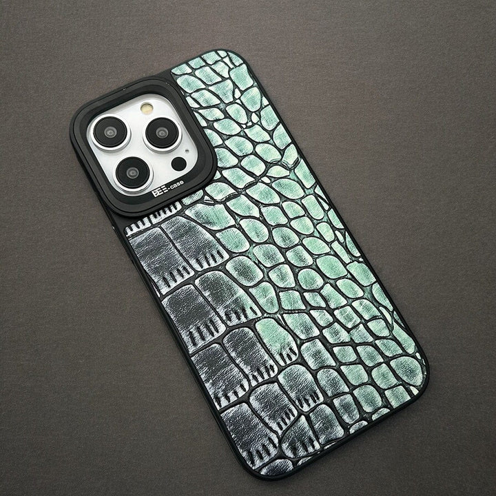 FRATO luxury Case iPhone 15 Pro Max / Green Shade iPhone Premium Dual Shade Croc Pattern Design PU Leather Case Cover