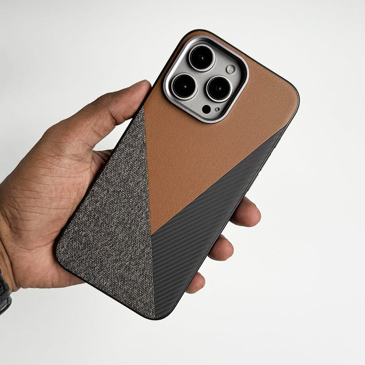 FRATO luxury Case iPhone 15 Pro Max / Light Brown iPhone 15 Series 3 Texture Design Metal Camera Bumper Cover