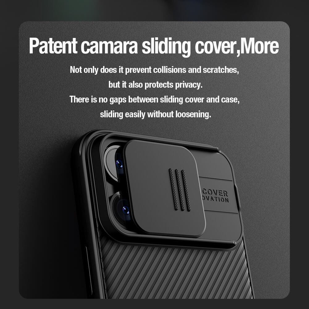 FRATO luxury Case iPhone 15 Pro Max Nillkin CamShield Pro Case Cover Black