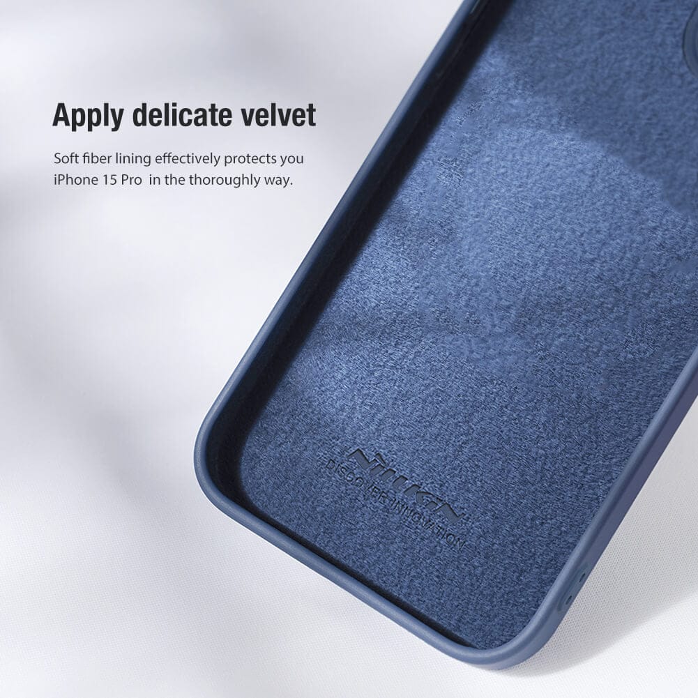 FRATO luxury Case iPhone 15 Pro Nillkin CamShield Silky Silicone Case Cover (Blue)