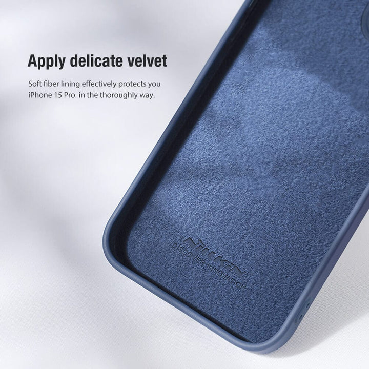 FRATO luxury Case iPhone 15 Pro Nillkin CamShield Silky Silicone Case Cover (Blue)