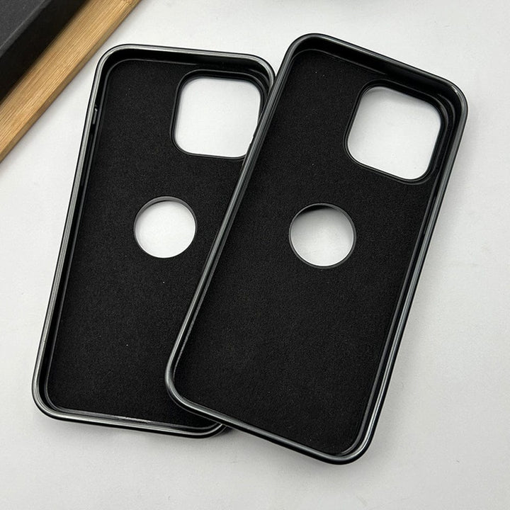 FRATO luxury Case iPhone 15 Pro PU Smooth Leather Case With Metal Frame Camera Protection Logo Cut Cover(Dark Blue)