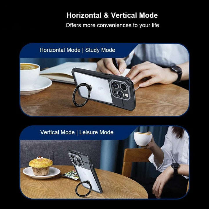 FRATO luxury Case iPhone 15 Series Airbag Shockproof Bumper Shell Cyber Magnetic Holder Series Case Cover(Black)