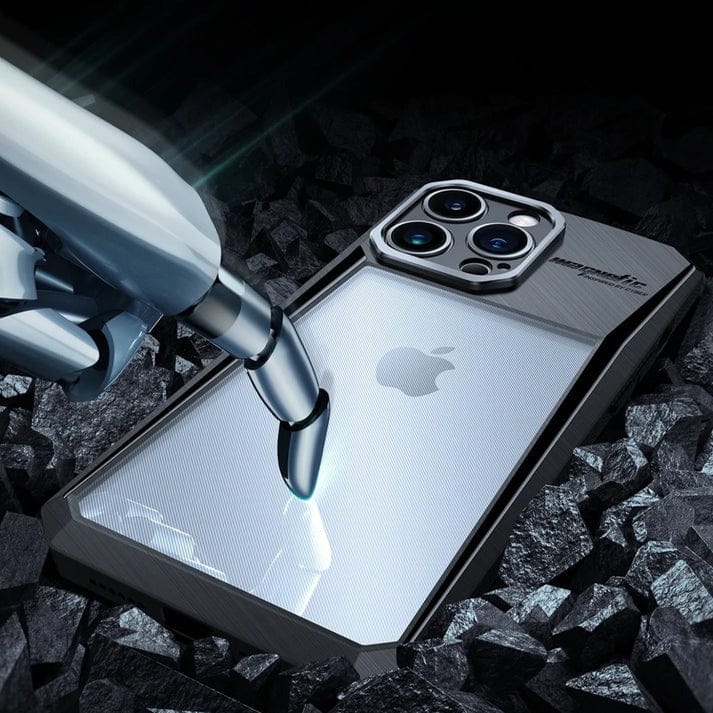 FRATO luxury Case iPhone 15 Series Airbag Shockproof Cyber Series Bumper Shell Case Cover (Black)