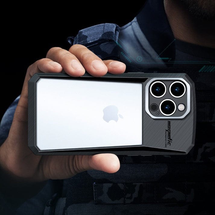 FRATO luxury Case iPhone 15 Series Airbag Shockproof Cyber Series Bumper Shell Case Cover (Black)