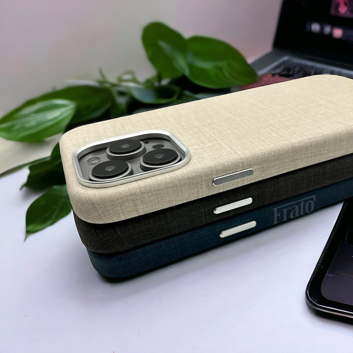 FRATO luxury Case iPhone 15 Series Finewoven Fabric Case Cover With MagSafe Charging Support