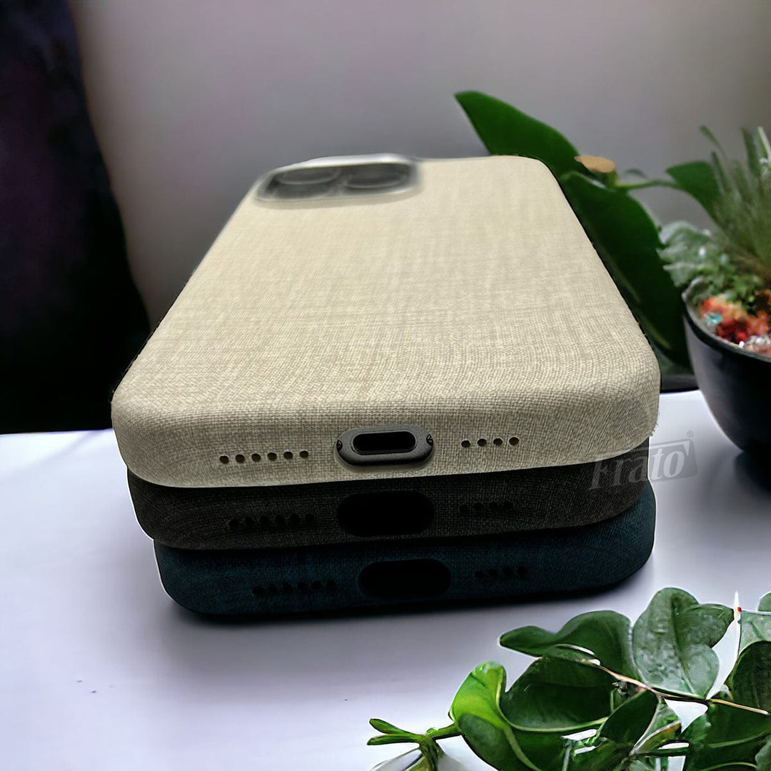FRATO luxury Case iPhone 15 Series Finewoven Fabric Case Cover With MagSafe Charging Support