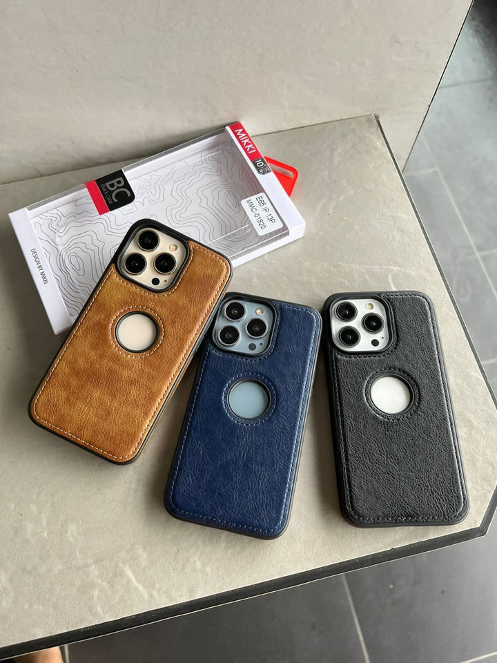 FRATO luxury Case iPhone 15 Series Luxury Leather Logo Cut Back Cover