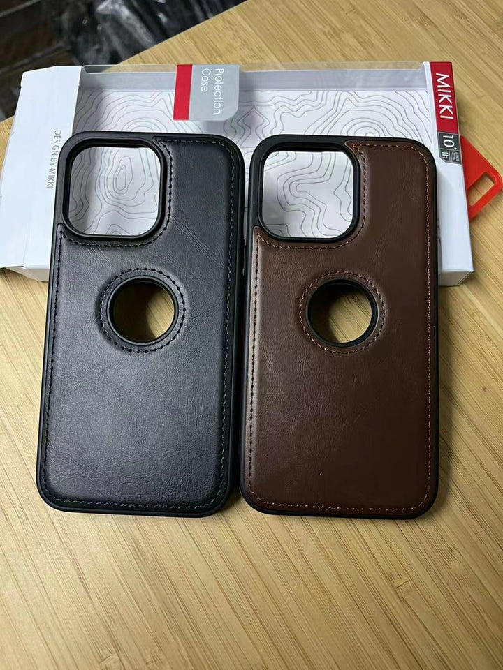 FRATO luxury Case iPhone 15 Series Luxury Leather Logo Cut Back Cover