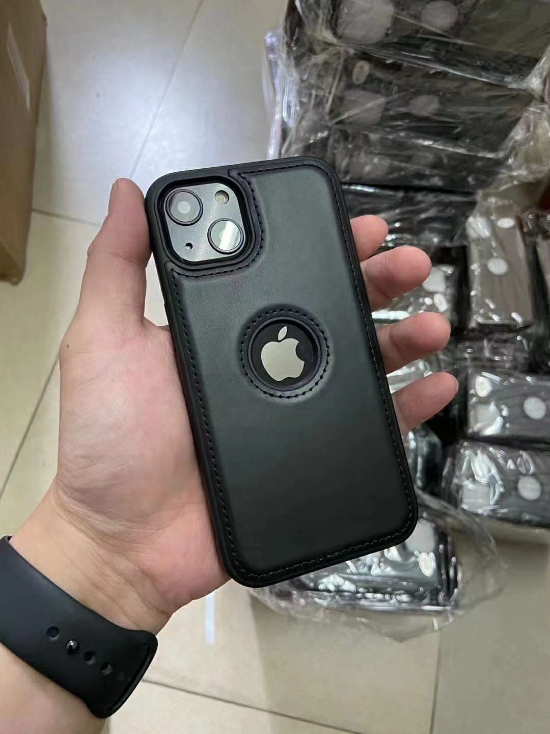 FRATO luxury Case iPhone 15 Series Luxury Leather Logo Cut Back Cover