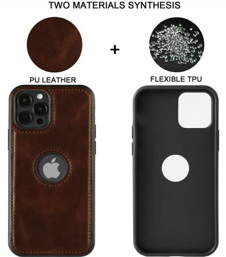 FRATO luxury Case iPhone 15 Series Luxury Leather Logo Cut Back Cover