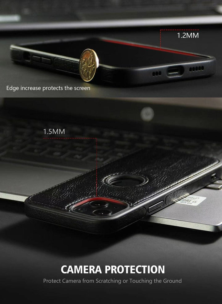 FRATO luxury Case iPhone 15 Series Luxury Leather Logo Cut Back Cover