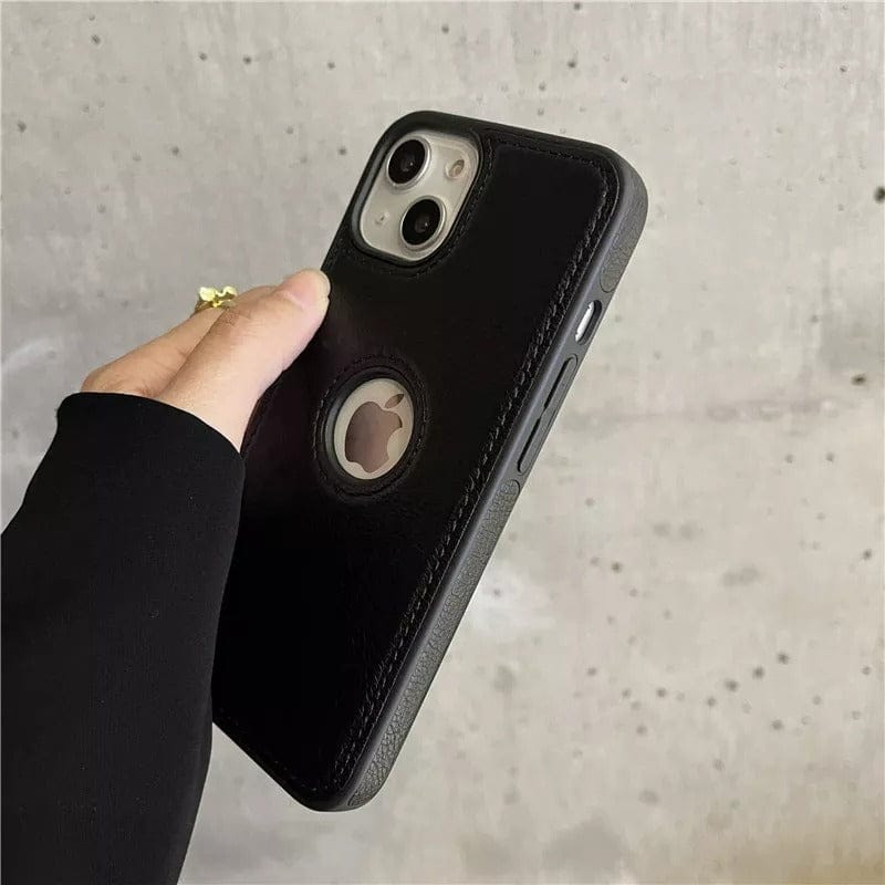 FRATO luxury Case iPhone 15 Series Luxury Leather Logo Cut Back Cover